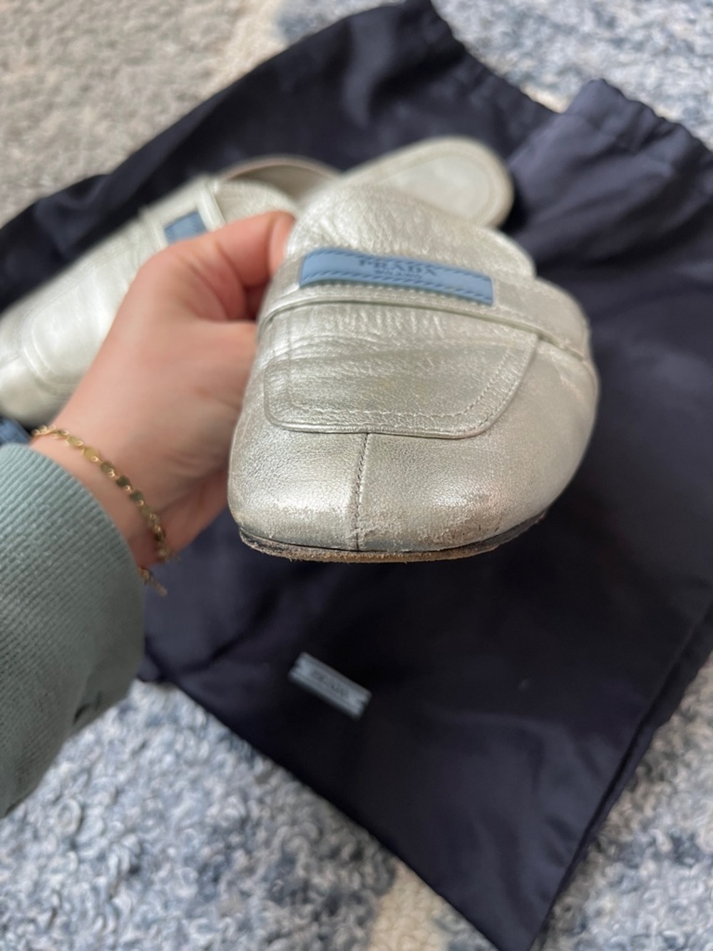 Prada Metallic Leather Mules - Picture 3 of 9